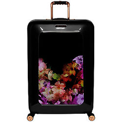 Ted Baker Cascading Floral 4-Wheel Large Suitcase, Black
